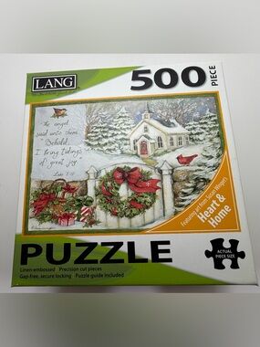 LANG 500-Piece Heart & Home Holiday Puzzle - White, Green, Red